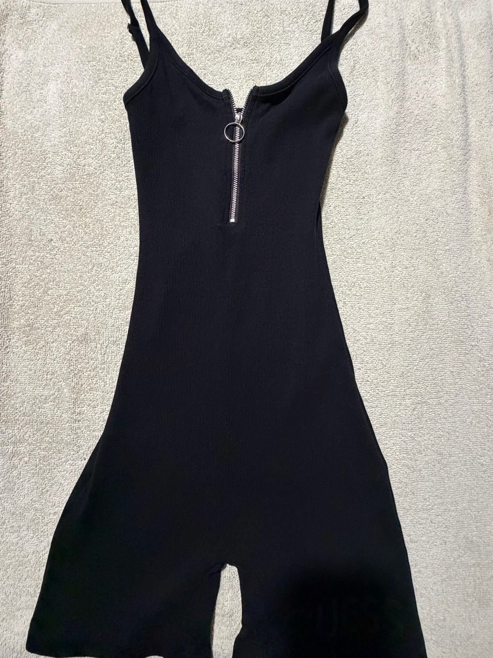 Guess Black Sleeveless Zip-Front Mini Romper Dress
